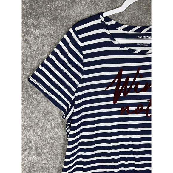 Lane Bryant Striped WINE NOT Tunic Top Womens Size 18/20 Blue White Short Sleeve - Picture 5 of 14